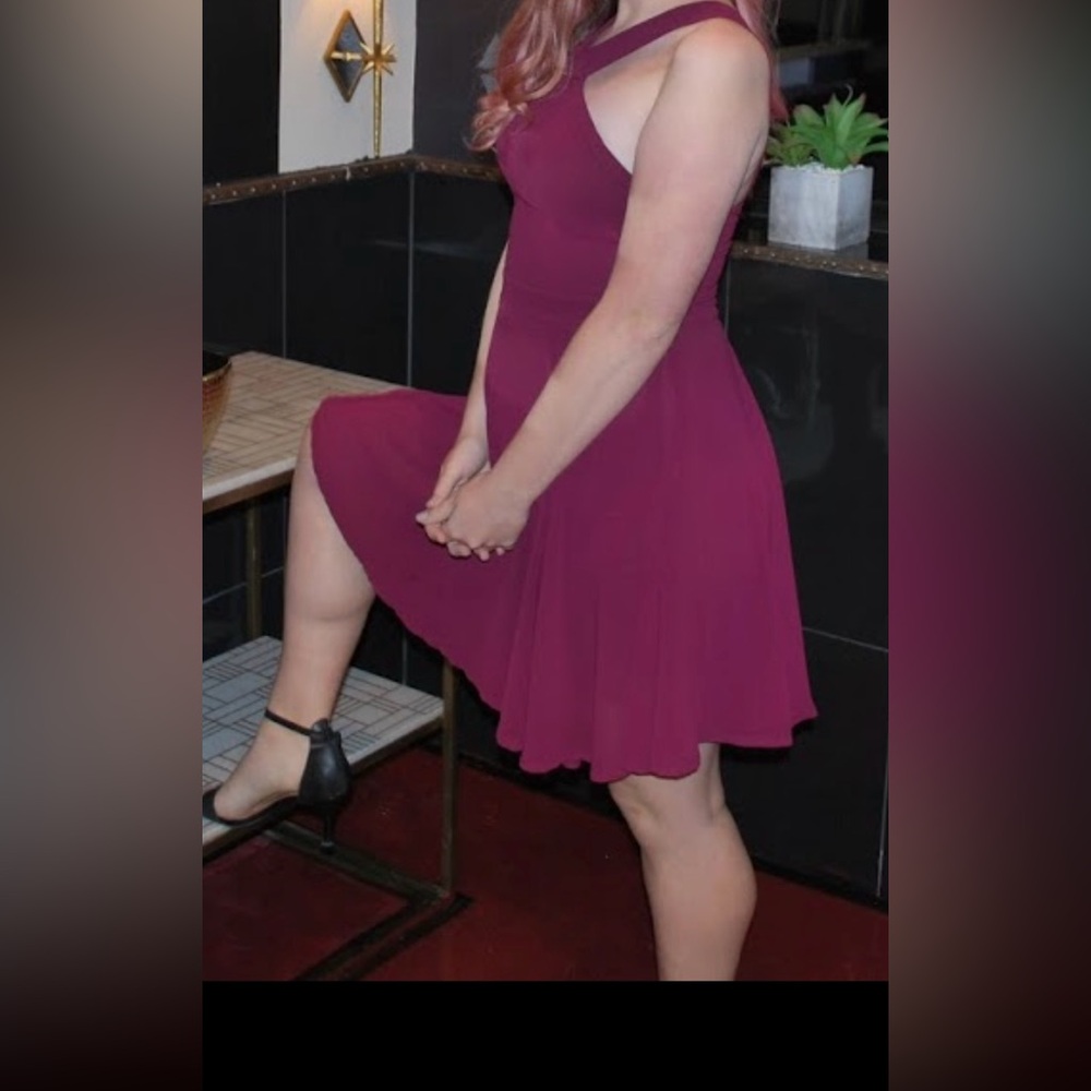 Burgundy Halter Cocktail Dress